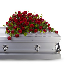 Red Rose Reverence Casket Spray Flower Power, Florist Davenport FL